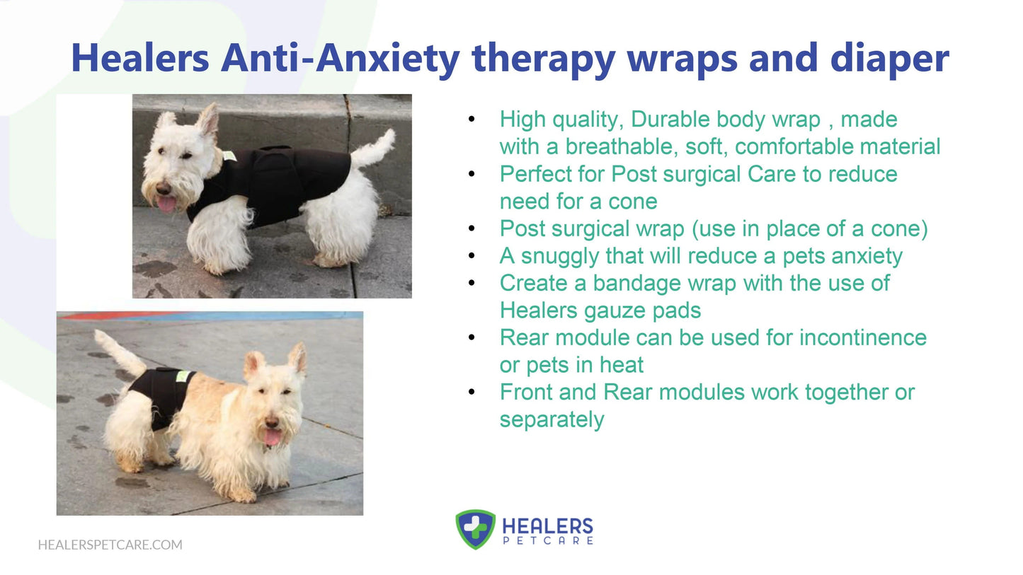 Healers Dog Anxiety Vest and Body Wrap,Front Module, Helps Reduce Anxiety and Protect Pet Post Surgery, Pet Apparel,Medium