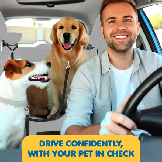 2 Packs Adjustable Dog Car Seatbelt Harness, Pet Safety Seat Belt for Dogs and Puppy, Headrest Restraint Tether for Car Travel, Secure Pet Accessories for Vehicle Seats.