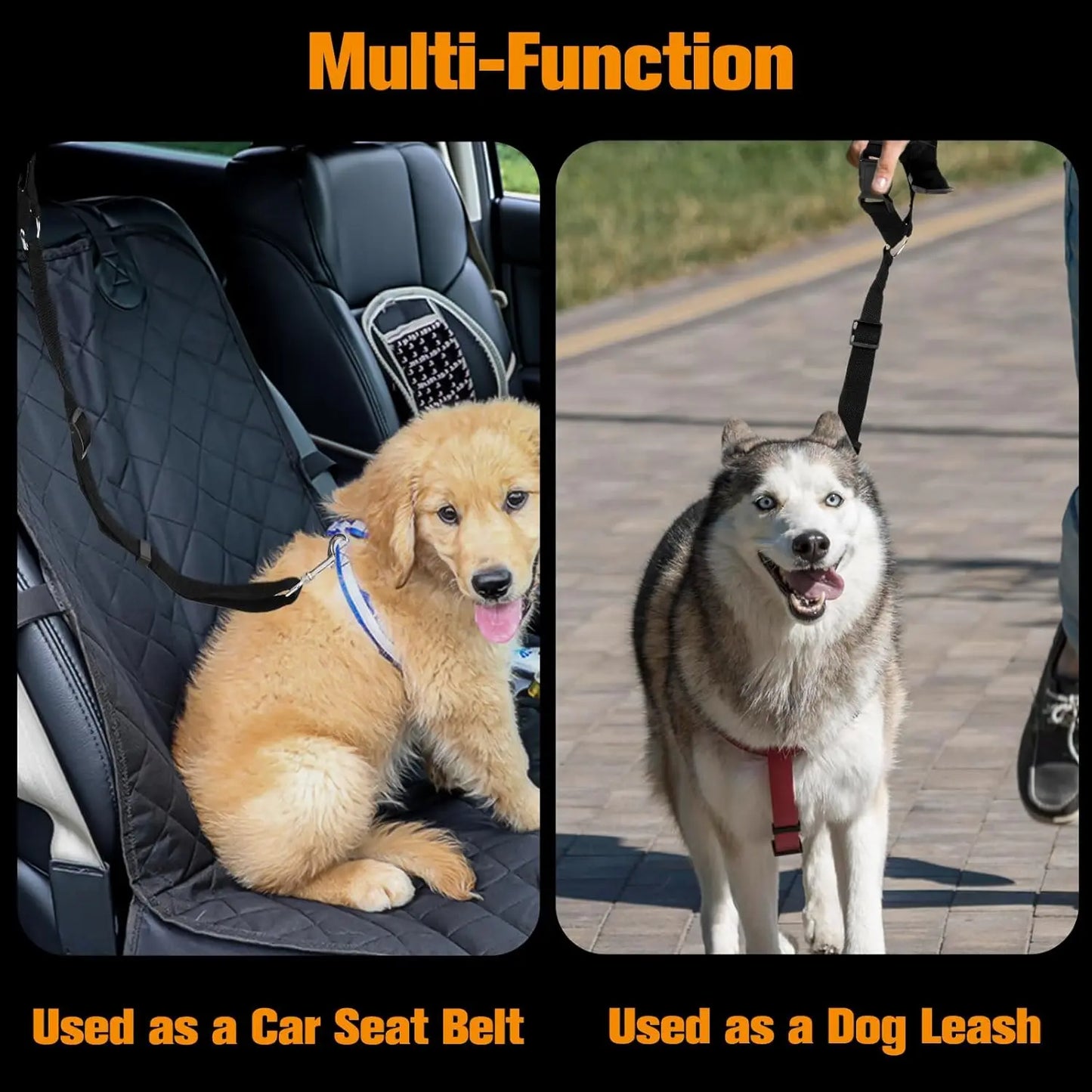 2 Packs Adjustable Dog Car Seatbelt Harness, Pet Safety Seat Belt for Dogs and Puppy, Headrest Restraint Tether for Car Travel, Secure Pet Accessories for Vehicle Seats.